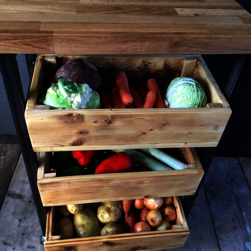 Bespoke rustic vegetable trolley