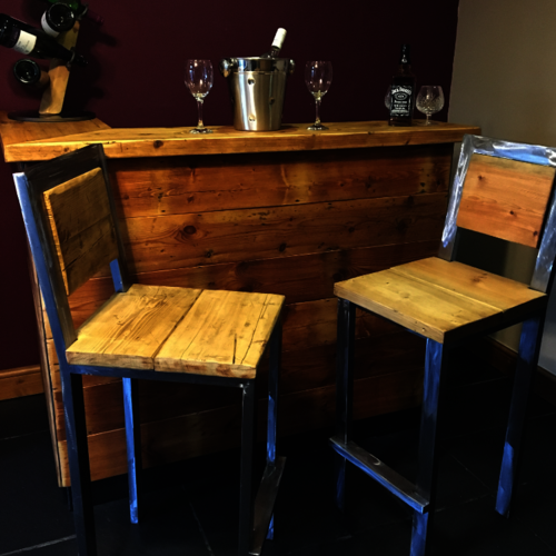 Bespoke drinks bar - reclaimed wood and metal framework/shelves