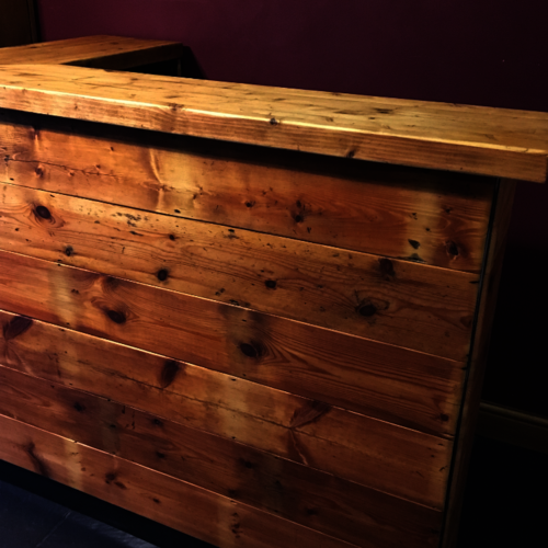 Bespoke drinks bar - reclaimed wood and metal framework/shelves