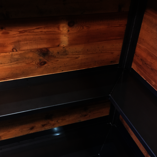 Bespoke drinks bar - reclaimed wood and metal framework/shelves