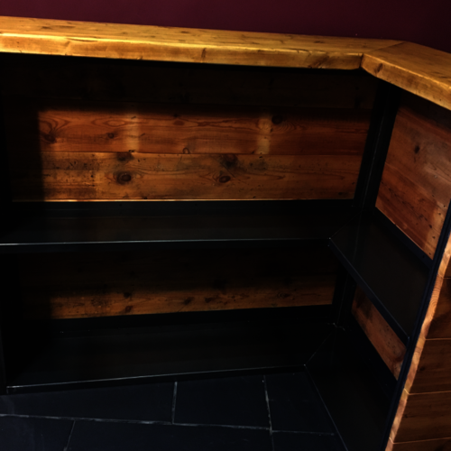 Bespoke drinks bar - reclaimed wood and metal framework/shelves