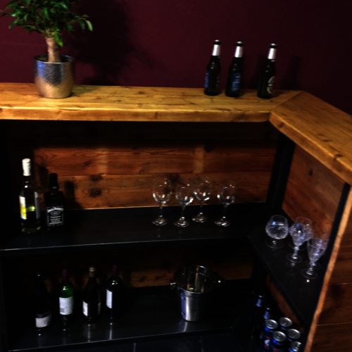 Bespoke drinks bar - reclaimed wood and metal framework/shelves
