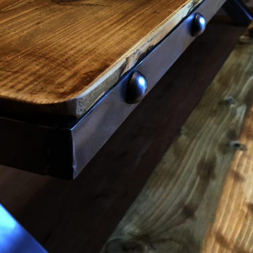Huge industrial reclaimed wood table and benches