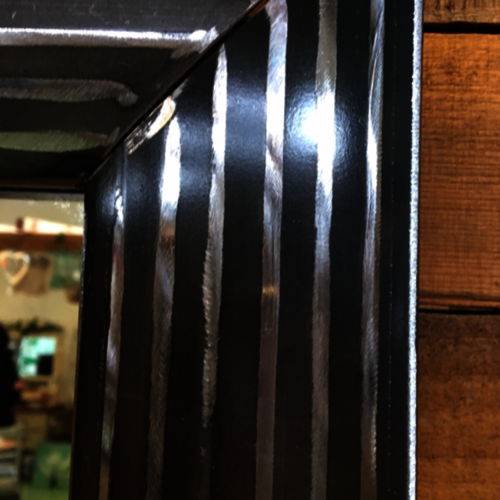 Mild steel "stripy" metal mirror