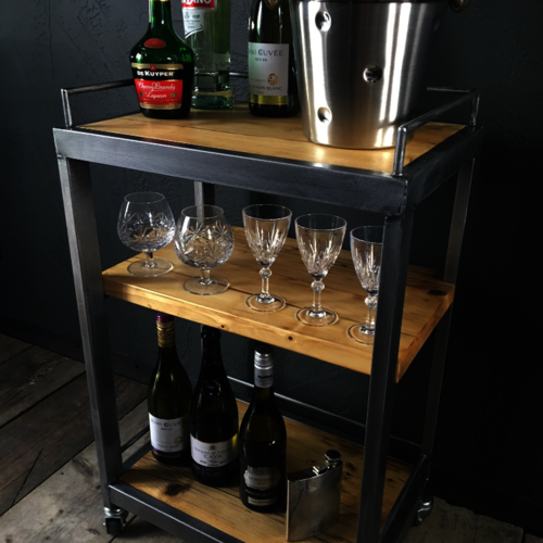Bespoke drinks trolley on castors