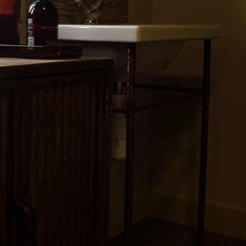 Rusty metal basin stand