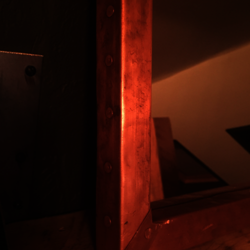 Copper mirror frame with copper nails