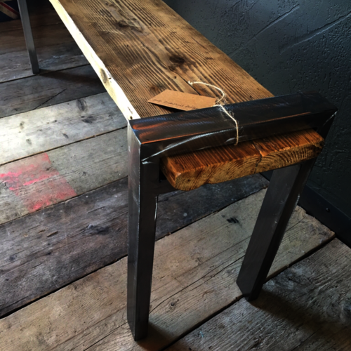 Industrial rustic shiny metal bench