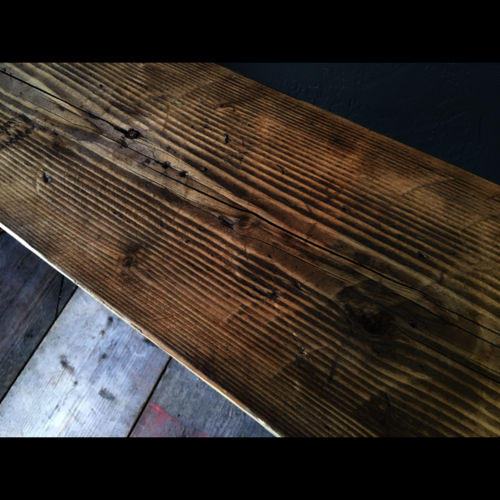 Industrial rustic shiny metal bench