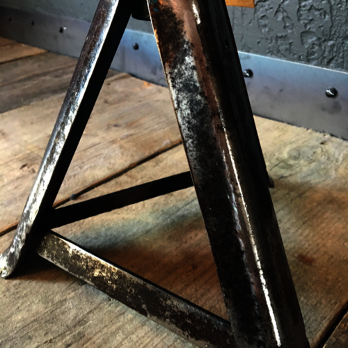 Upcycled old axle stand pot holder