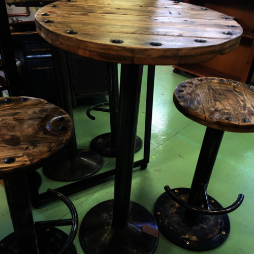 Industrial rustic bar/kitchen table and 2 stools