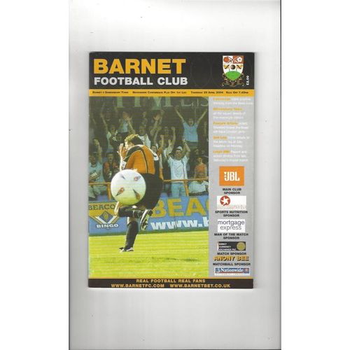 Barnet v Shrewsbury Town Conference Play Off Football Programme 2003/04