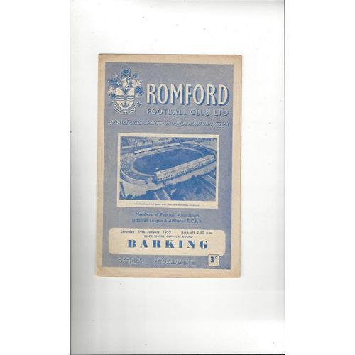 1958/59 Romford v Barking Essex Senior Cup Football Programme