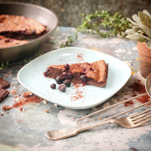 Dark Chocolate and Blackcurrant Clafoutis