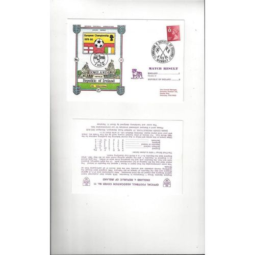 England v Republic of Ireland Football First Day Cover + Insert 1980