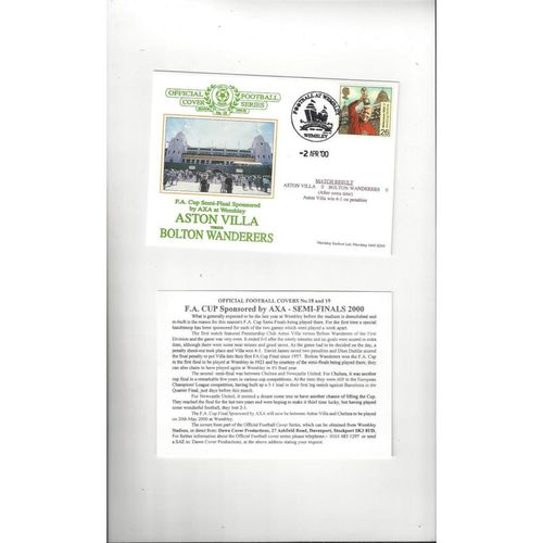 Aston Villa v Bolton FA Cup Semi Final Football First Day Cover +Insert 2000