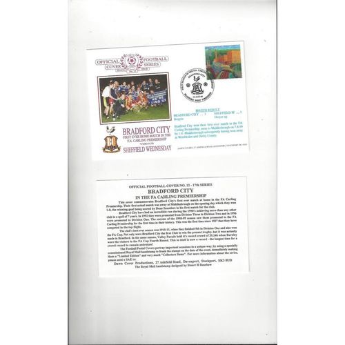 Bradford City v Sheffield Wednesday Football First Day Cover +Insert 1999