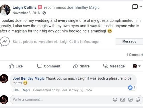 Testimonials | Joel Bentley | Mentalist &amp; Magician