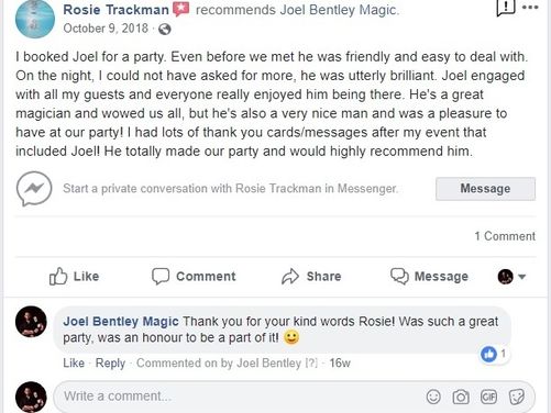 Testimonials | Joel Bentley | Mentalist &amp; Magician