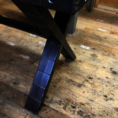 Industrial dining room table/display table with metal X legs - reclaimed wood