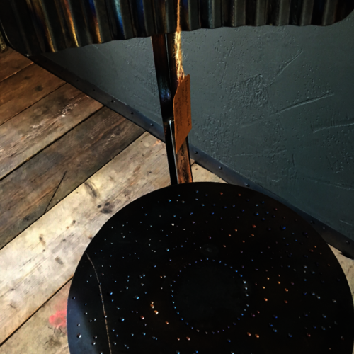 Unique "man cave" colourful metal table and chair