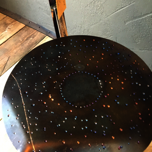 Unique "man cave" colourful metal table and chair