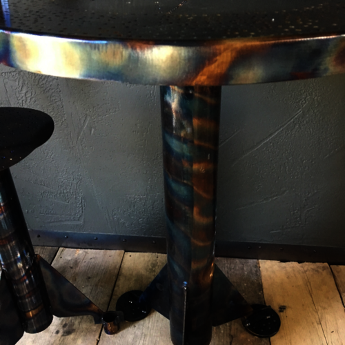 Unique "man cave" colourful metal table and chair