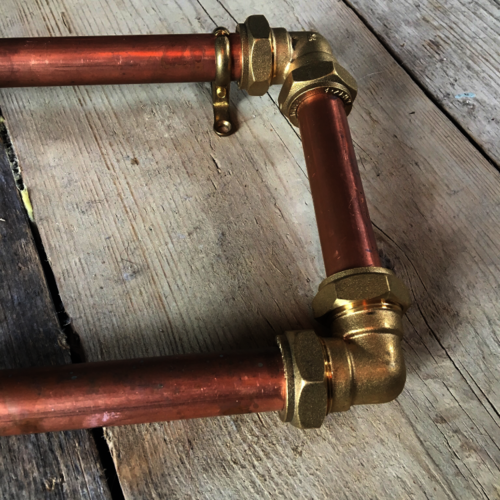 Copper and brass towel rail