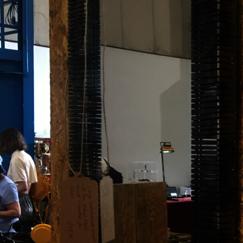 Long colourful sliced metal mirror