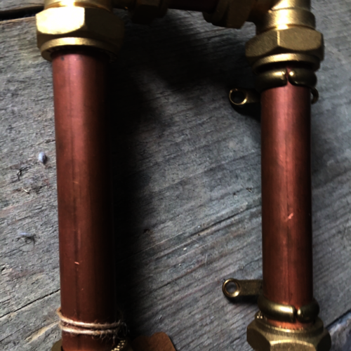 Copper and brass toilet roll/towel holder