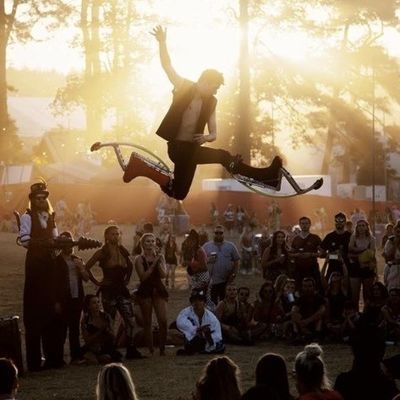 Acrobatic Stilt Walker Jumping Stilts