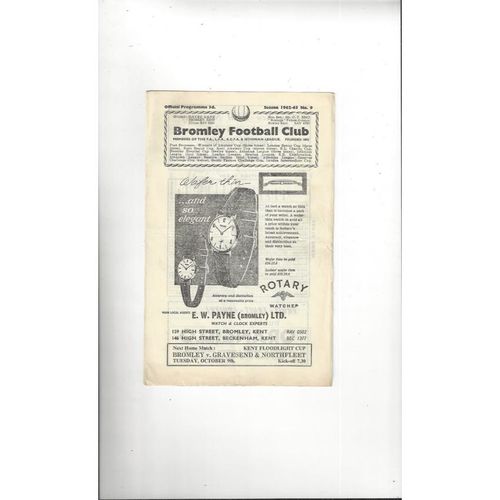 1962/63 Bromley v Barking Football Programme