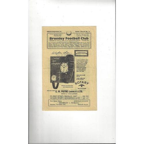 1963/64 Bromley v Barking Football Programme