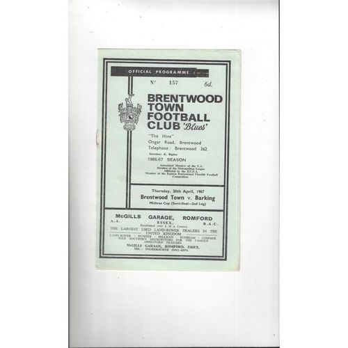 Brentwood Town Home Football Programmes