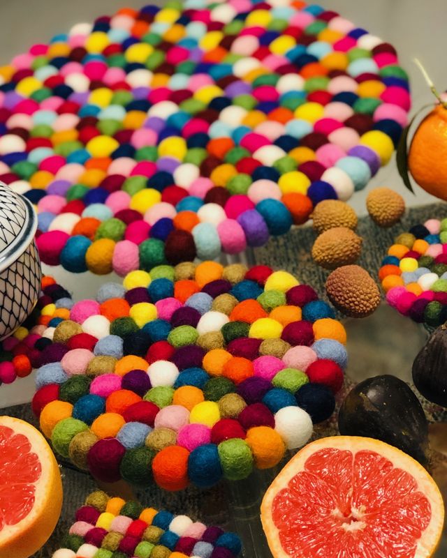 40cm Multicoloured  Round Mat/Rug