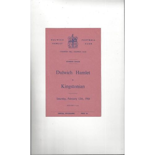 1965/66 Dulwich Hamlet v Kingstonian Football Programme