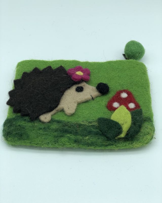 Hedgehog With Mushroom Purse