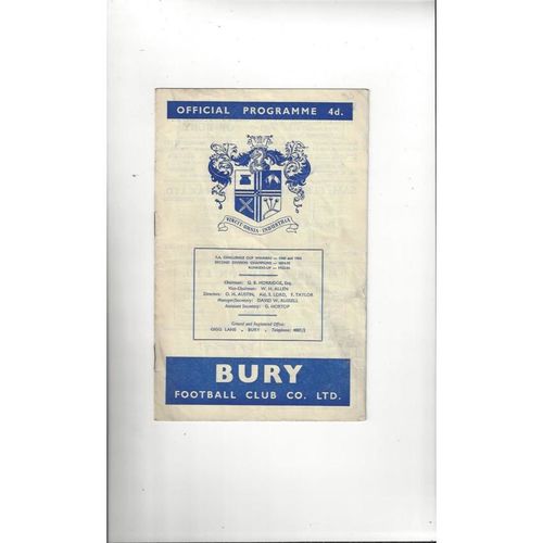 Bury Home Football Programmes