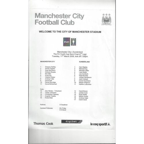 FA Youth Cup Semi Final Football Programmes