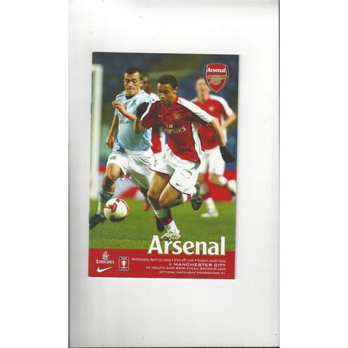 2008/09 Arsenal v Manchester City FA Youth Cup Semi Final Football Programme