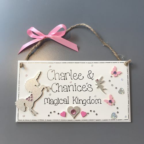 unicorn and fairy plaque