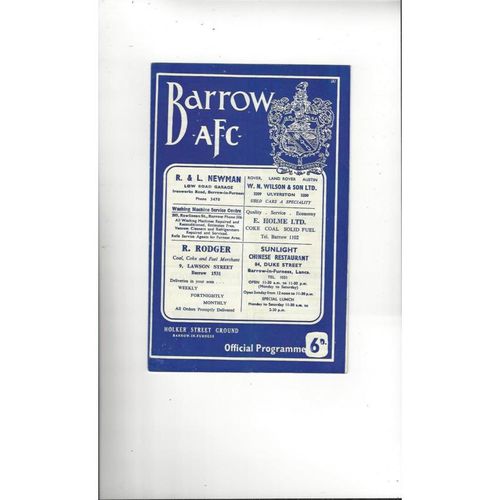 1966/67 Barrow v Crewe Alexandra Football Programme