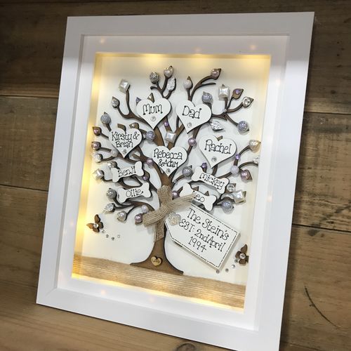 Large “ pretty with pearls “ family tree frame