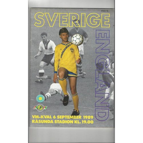 1989 Sweden v England Football Programme