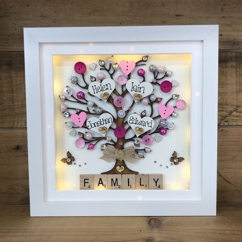 “Hearts & Buttons” Family Tree Frame