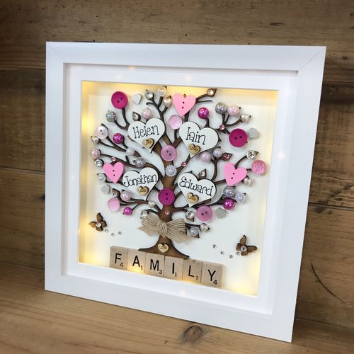 “Hearts & Buttons” Family Tree Frame