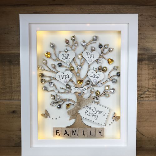 Large “ pretty with pearls “ family tree frame