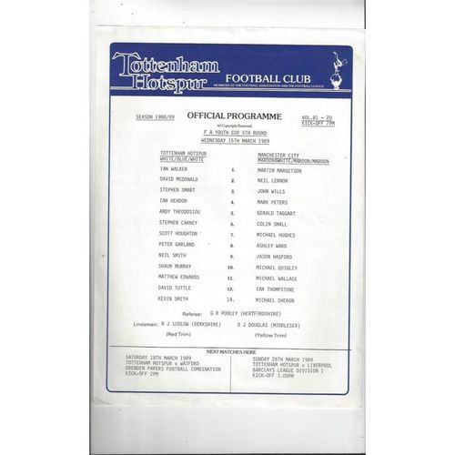 FA Youth Cup Football Programmes