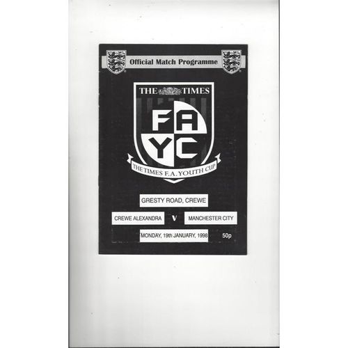 Crewe Alexandra v Manchester City FA Youth Cup Football Programme 1997/98