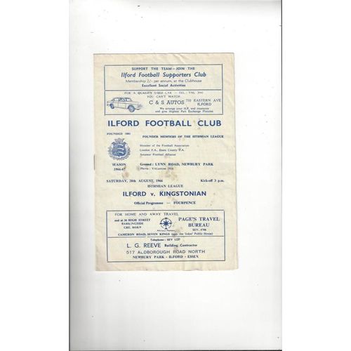 1966/67 Ilford v Kingstonian Football Programme
